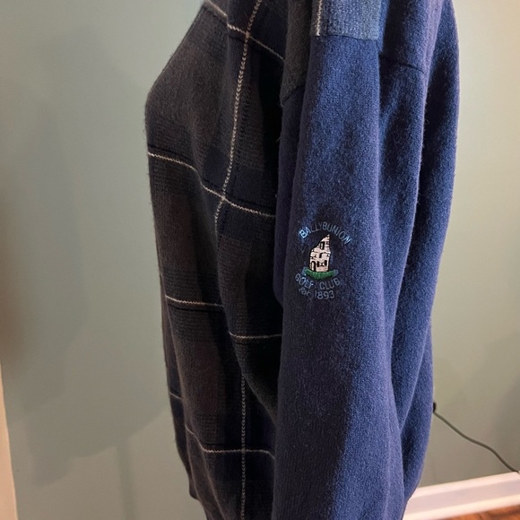 Peter Scott Men's Plaid Crewneck Wool Blend Ballybunion Golf Club M - Picture 2 of 9